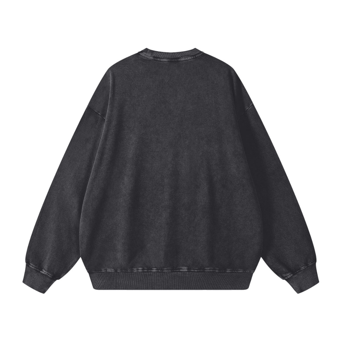 Black Acid Wash Sweatshirt with Doberman gun print - unisex oversized streetwear