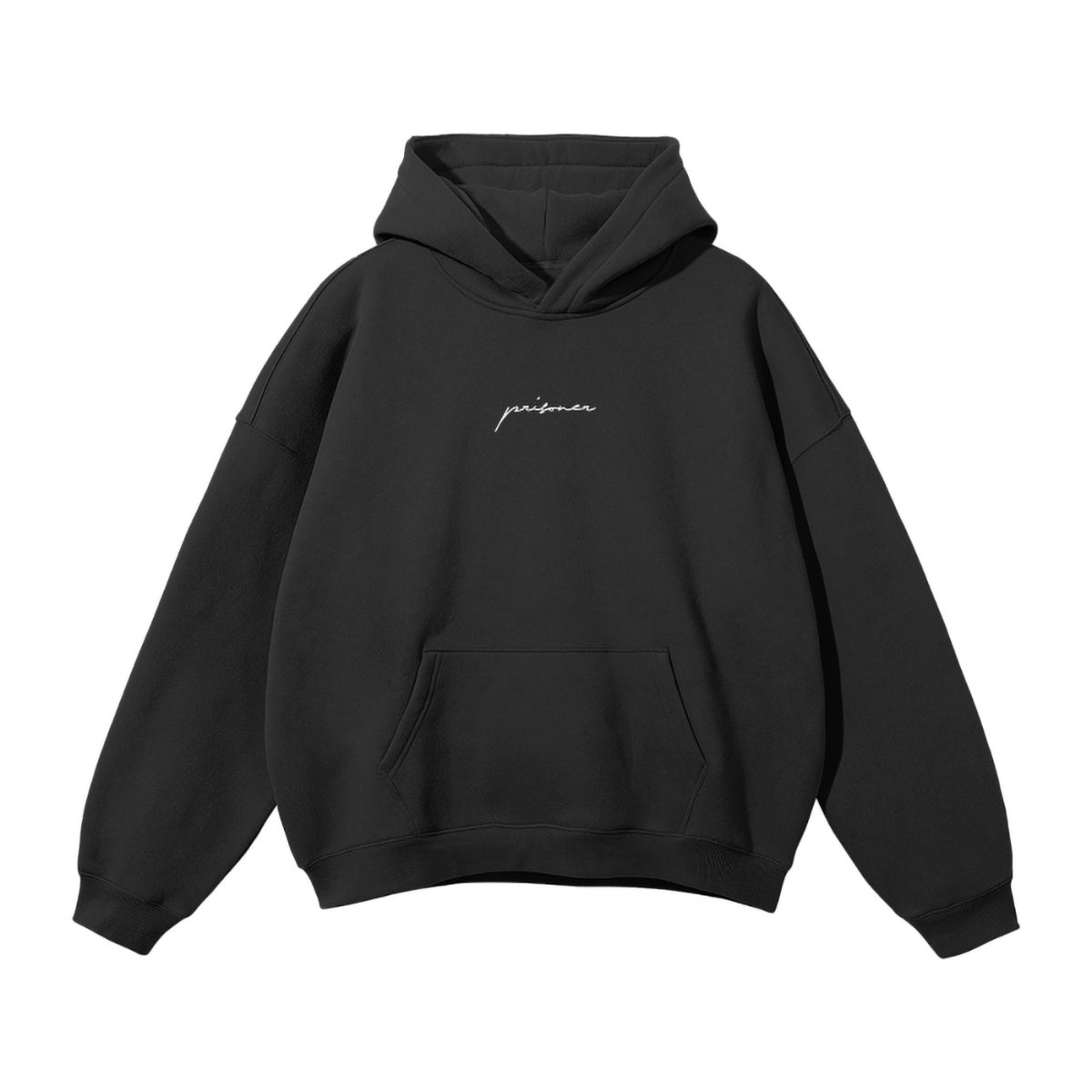 Black oversized hoodie with minimal logo design - unisex streetwear