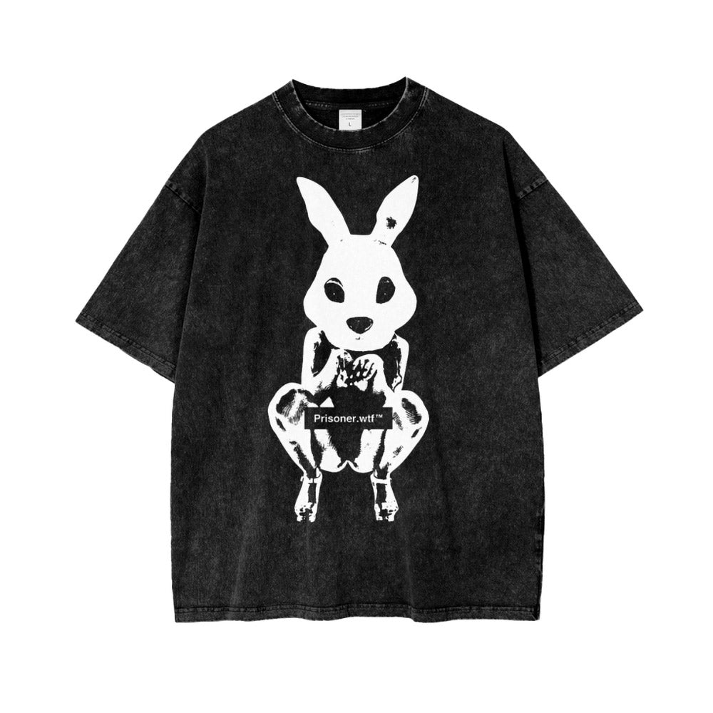 Naughty Bunny Acid Wash Oversized T-Shirt | Trendy Streetwear