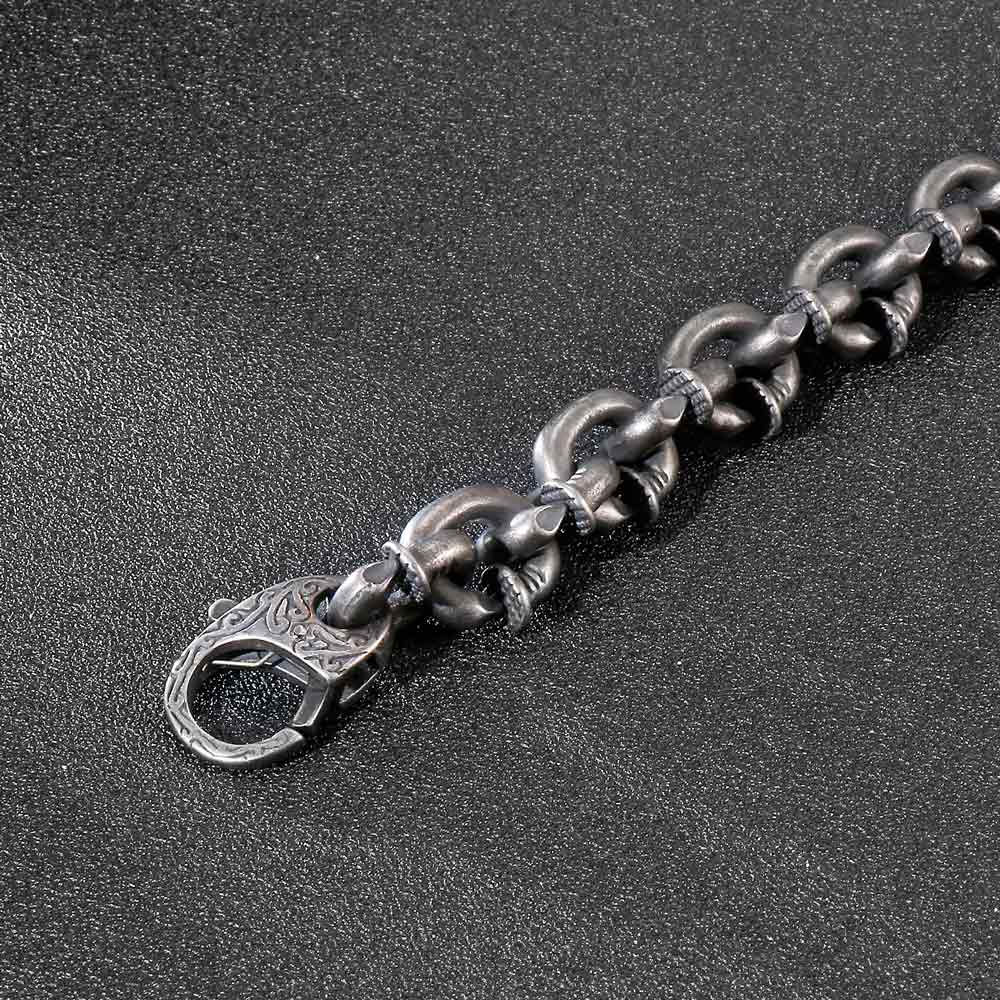 Bent Nail Link Bracelet - Stainless Steel Gothic Punk Chain