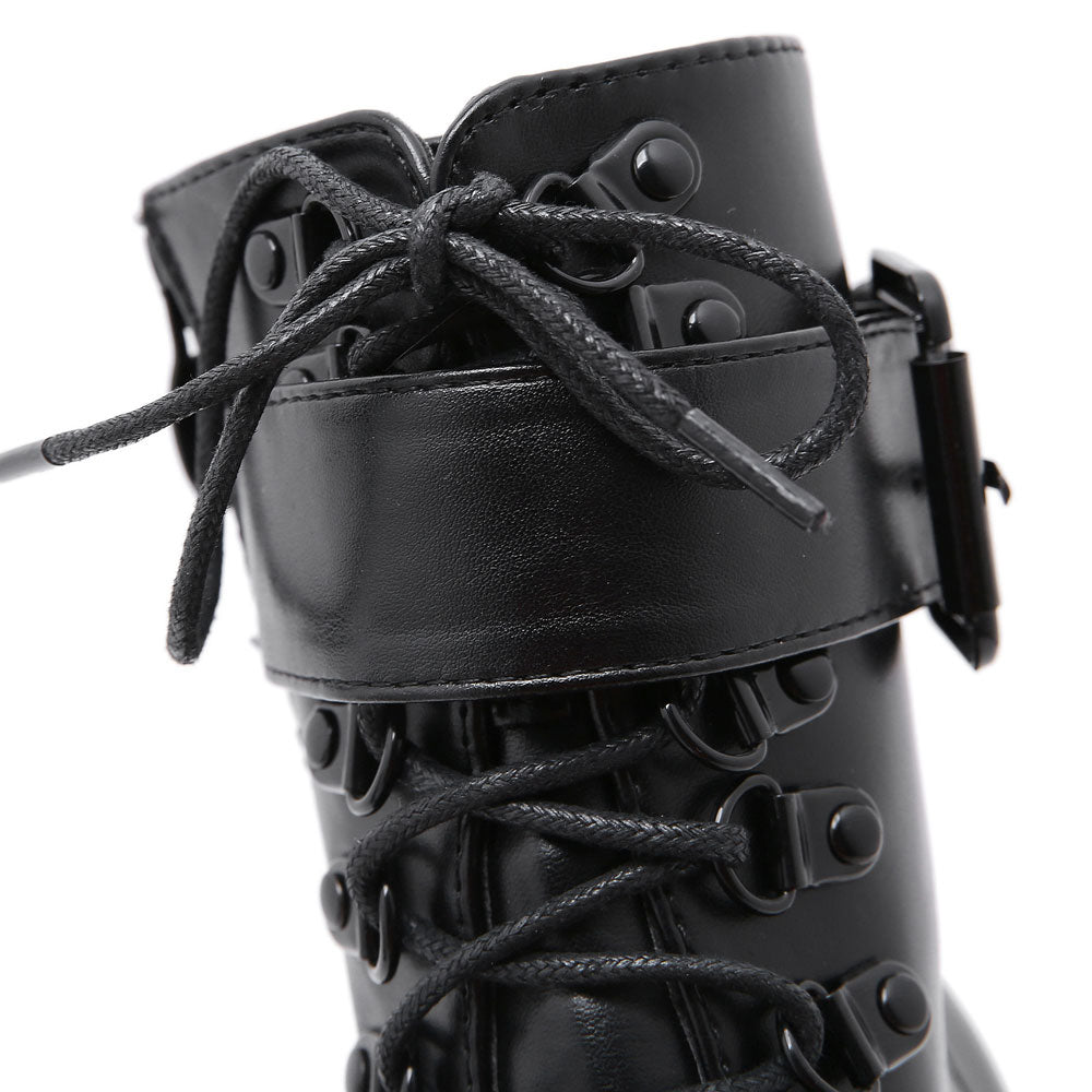 Gothic allure in black - Elevate your fashion with high heel platform boots