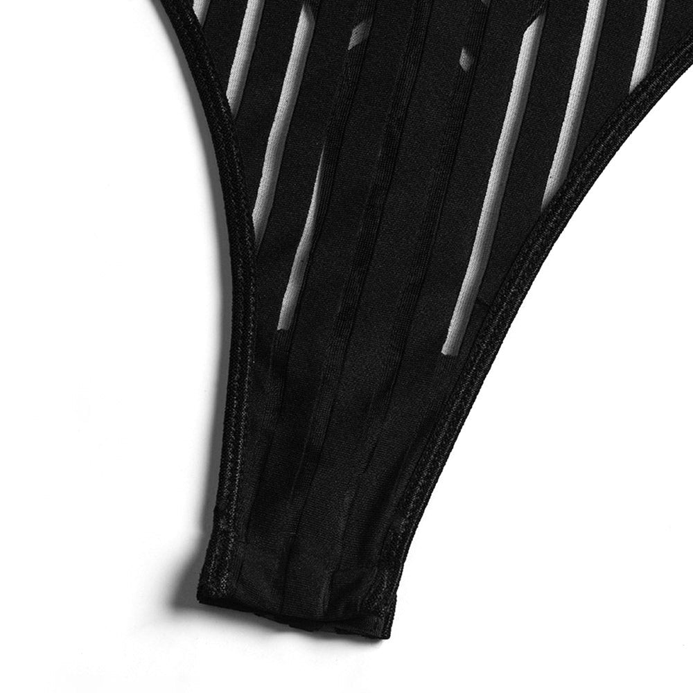 Criss Cross Back Bodysuit with Garter Belt and Leg Straps