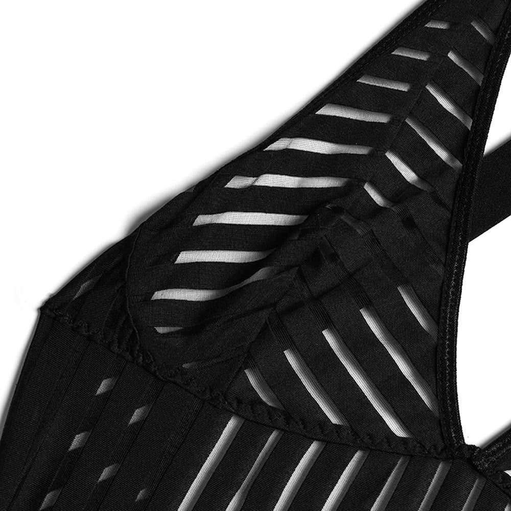 Criss Cross Back Bodysuit with Garter Belt and Leg Straps