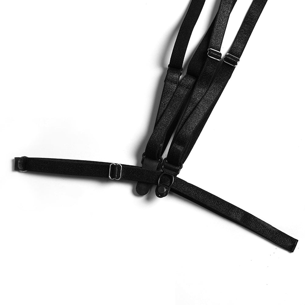 Criss Cross Back Bodysuit with Garter Belt and Leg Straps