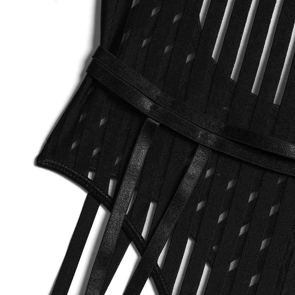 Criss Cross Back Bodysuit with Garter Belt and Leg Straps
