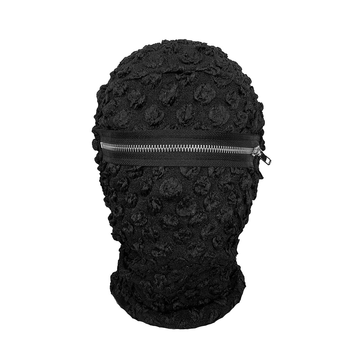Black Designer Balaclava with Horizontal Zipper - High Fashion Face Mask