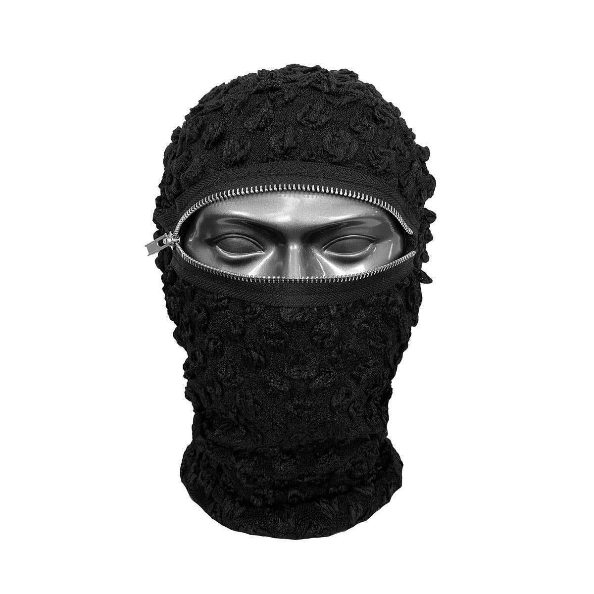 Front view of Designer Balaclava with Zipper - Sleek High Fashion Mask for urban style