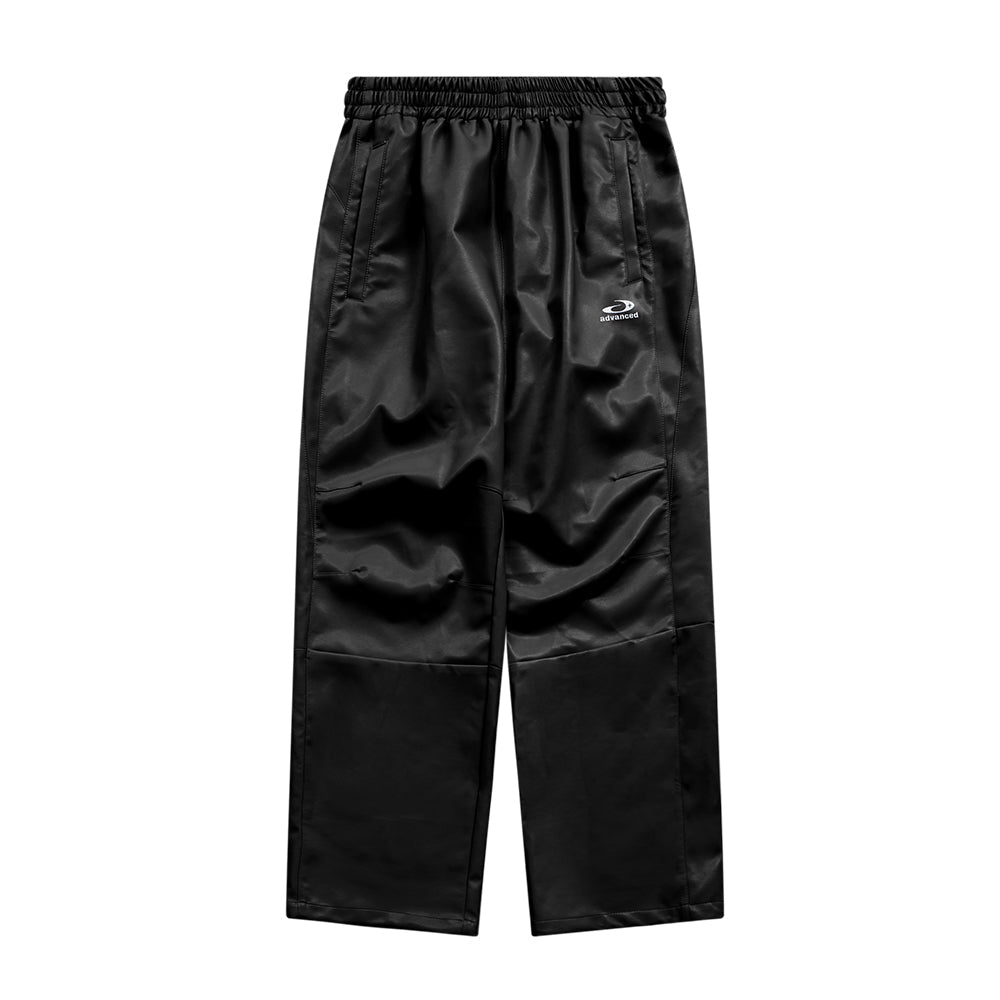 Hip-Hop Inspired Faux Leather Straight Leg Pants in Black