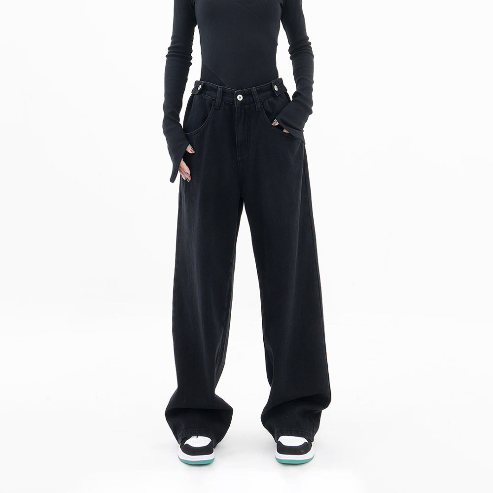 Low Rise Baggy Jeans in Black - Women’s Y2K Denim Pants