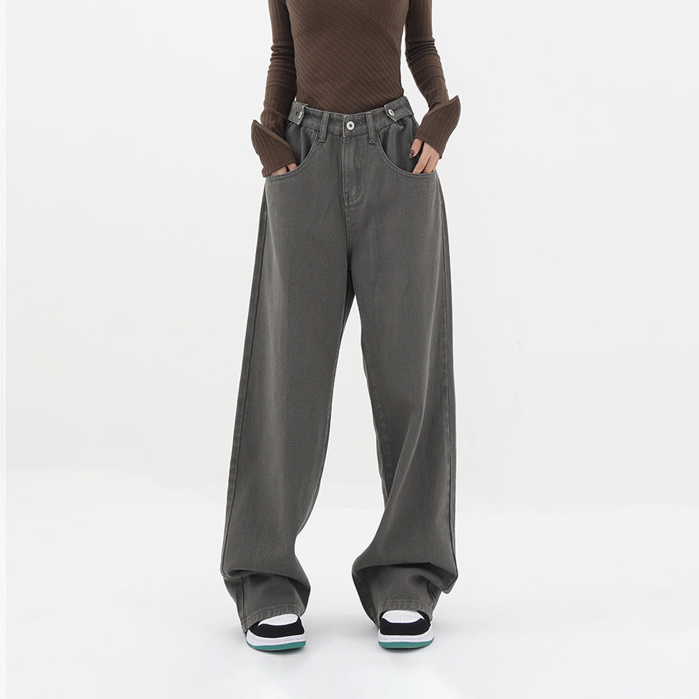 Low Rise Baggy Jeans in Grey - Women’s Y2K Denim Pants
