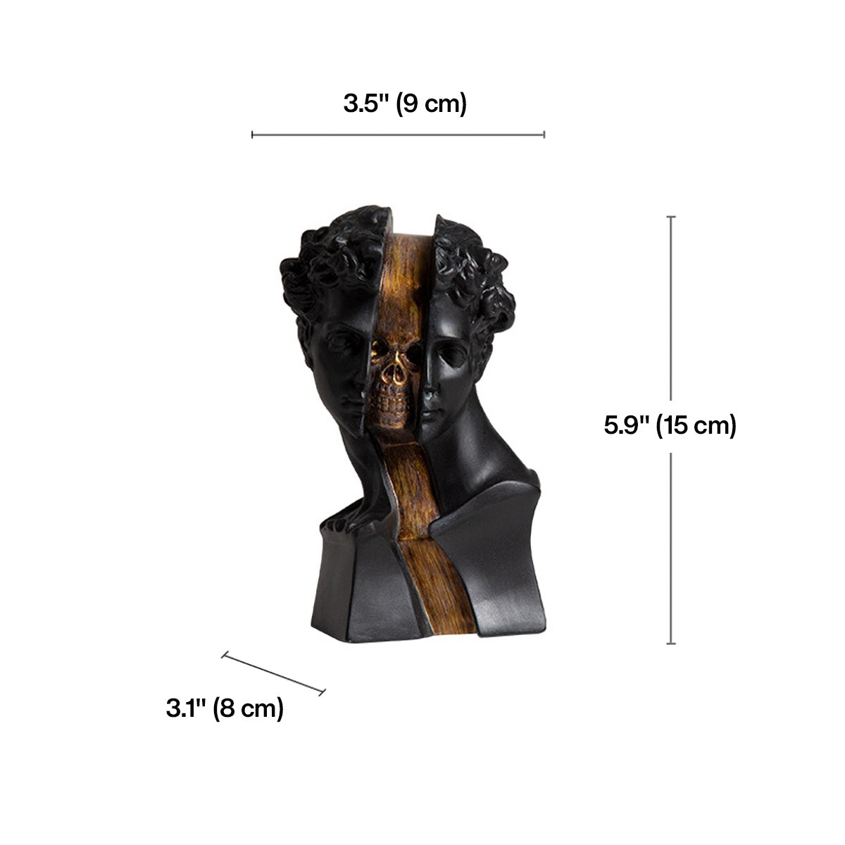 Michelangelo David Sculpture black modern art statue home decor with golden skull design