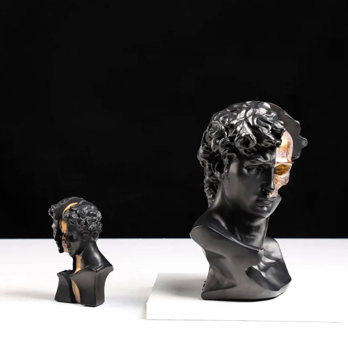 Michelangelo David bust black and gold art statue luxury home decor sculpture