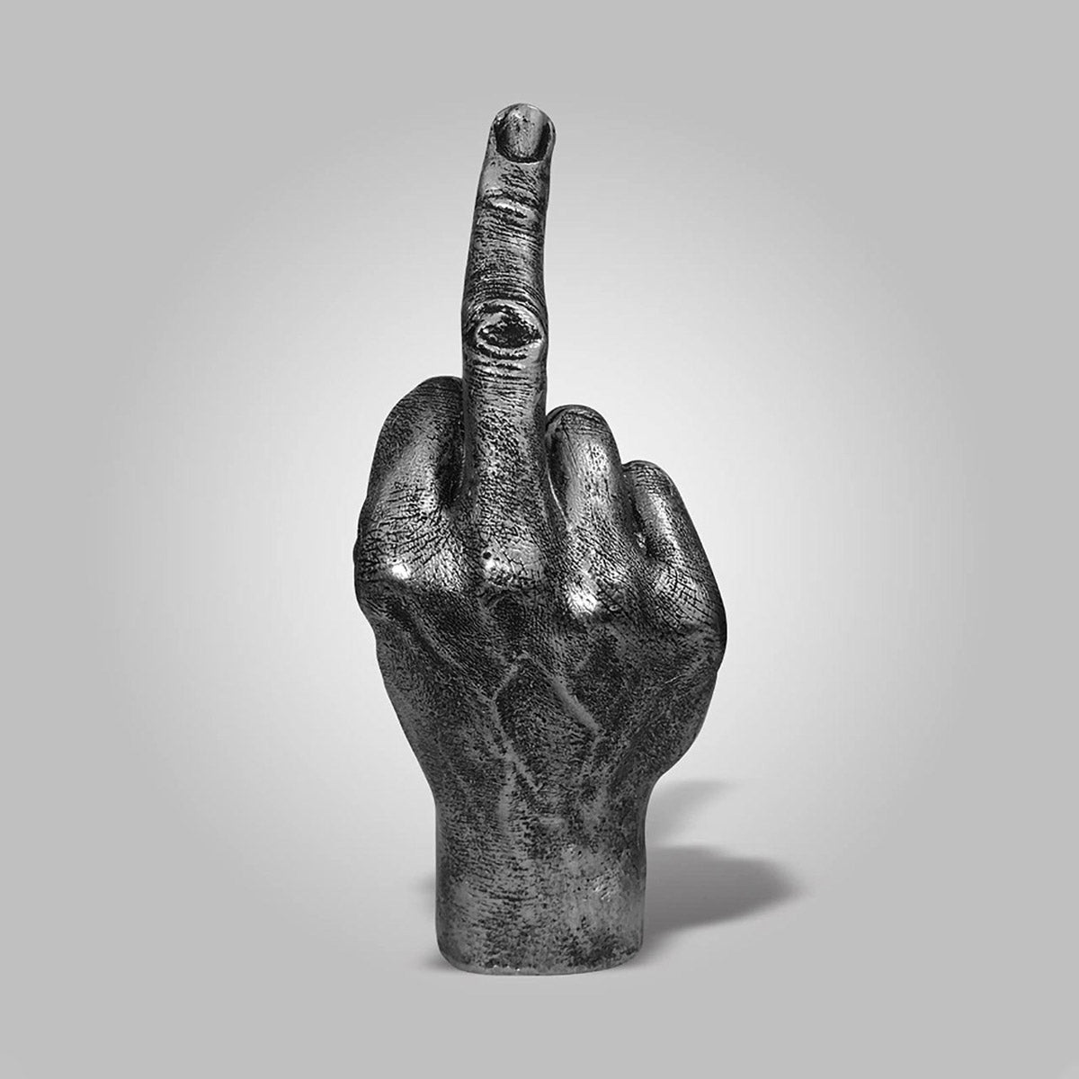 Silver Grey Middle Finger Statue - Bold Statement Hand Sculpture