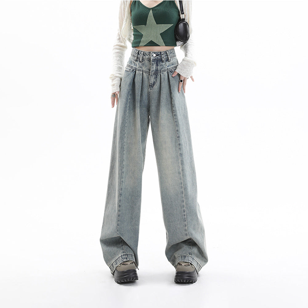 Vintage High Waisted Wide Leg Jeans in Light Blue