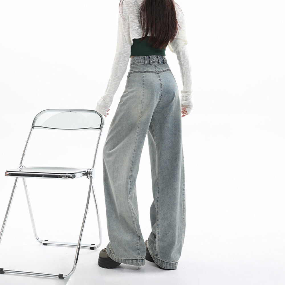 Vintage High Waisted Wide Leg Jeans in Light Blue
