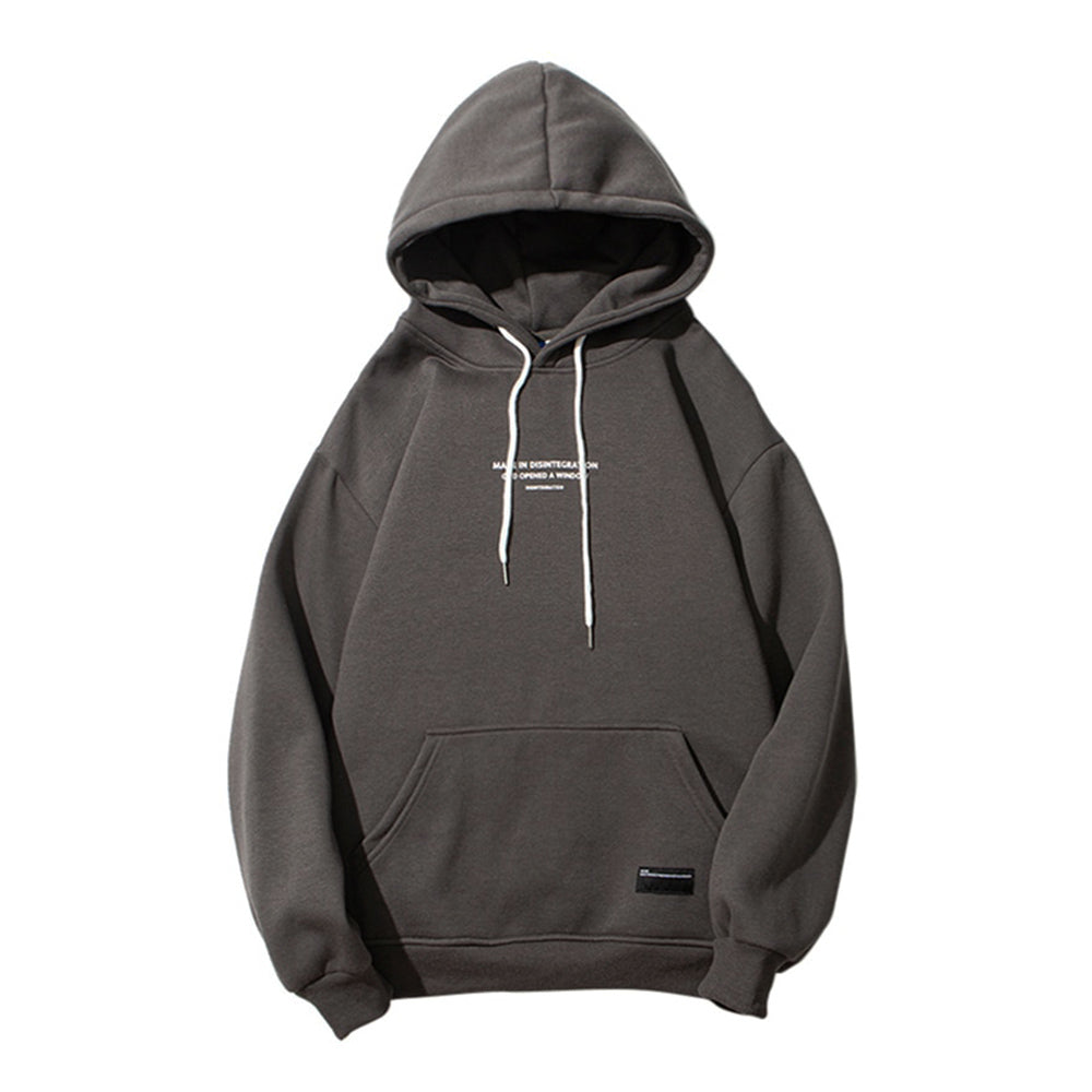 Grey Angel Hoodie front: Statue graphic pullover for urban fashion