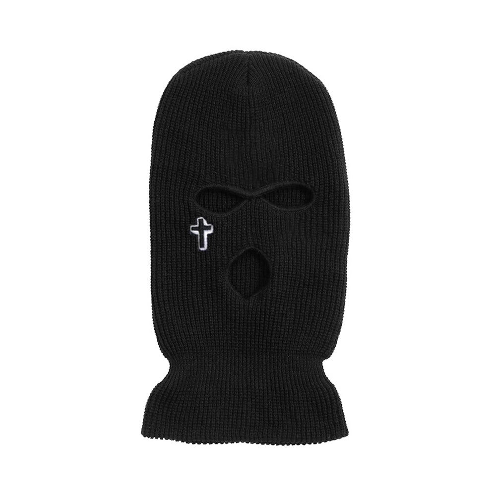 Cross Balaclava - Three Hole Black Ski Mask Beanie