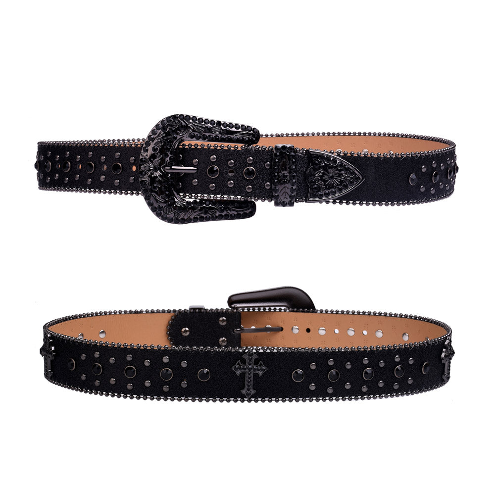 Stunning Black Rhinestone Cross Belt - Elevate your look with this chic accessory