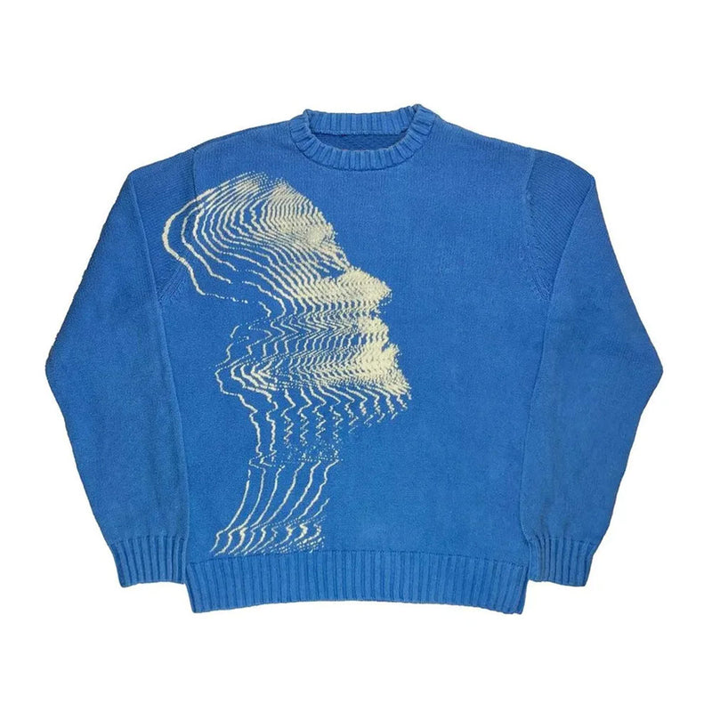 Vintage Royal Blue Knit Sweater - Y2K Pullover