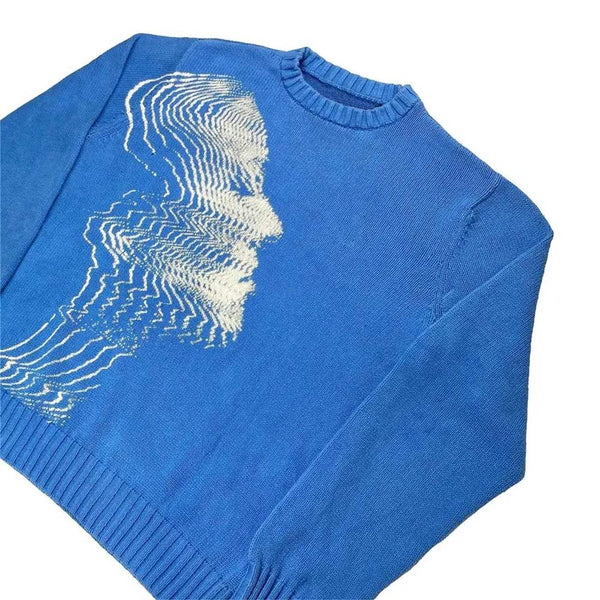 Y2K Style Royal Blue Knit Sweater for Bold Street Style