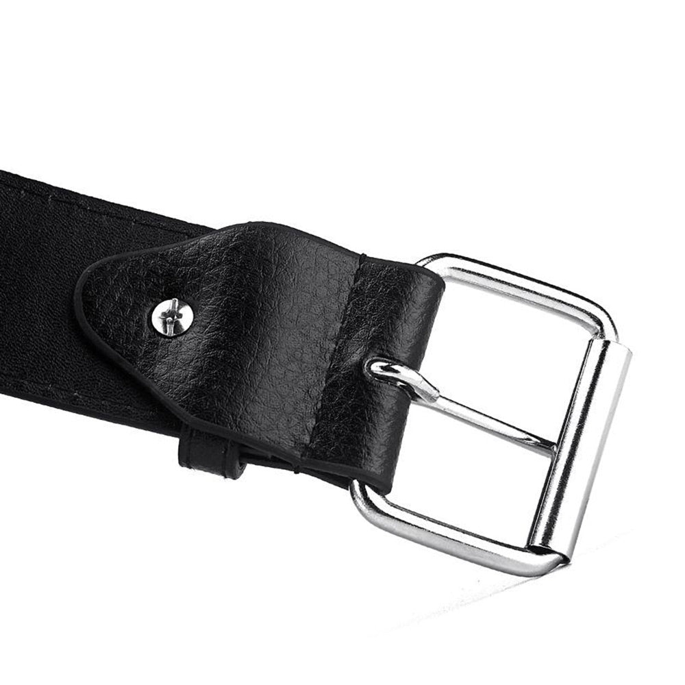 Stylish Black Leather Bullet Belt with Metal Buckle