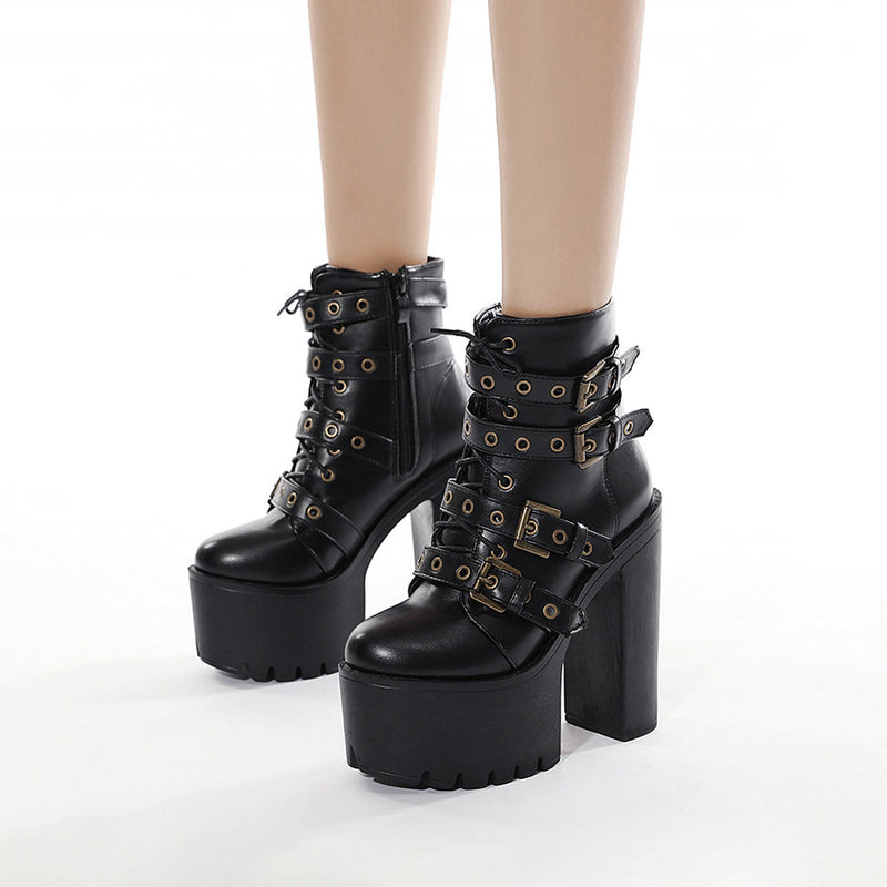 Striking Goth Platforms - Stylish Ankle Boot Fashion