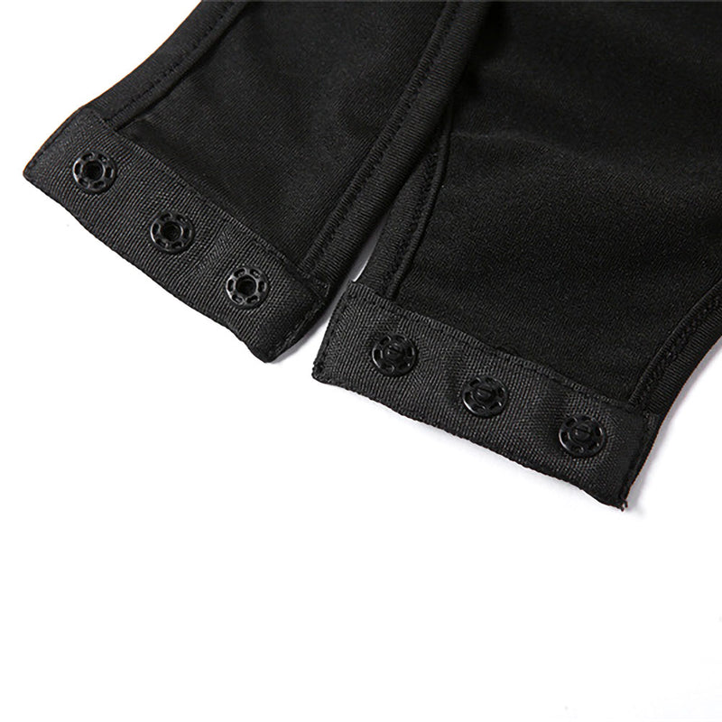 Hollow Out Long Sleeve Bodysuit in Black