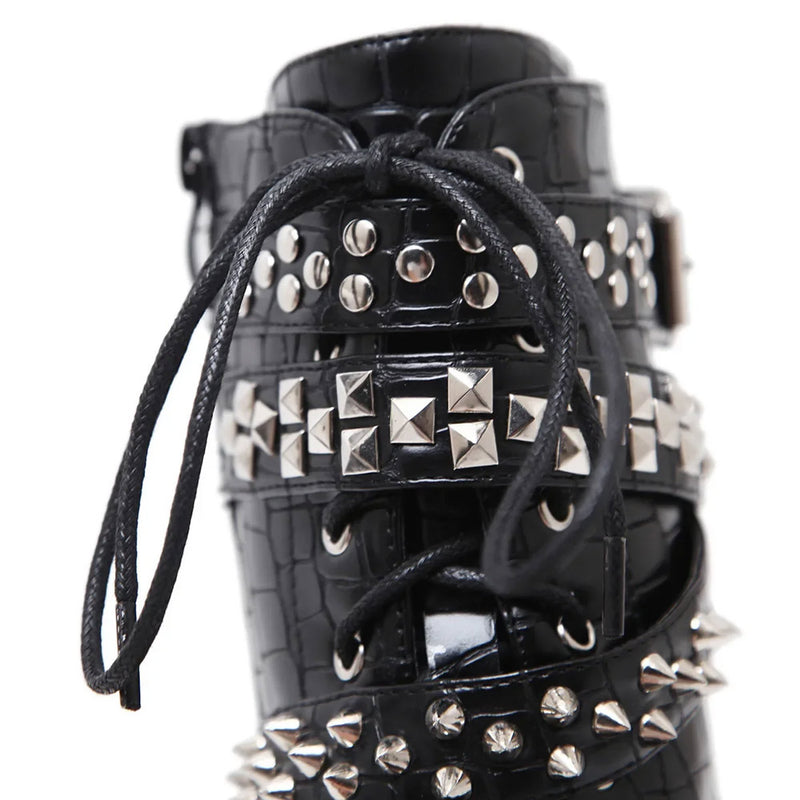 Rock-inspired Lace Up Boots
