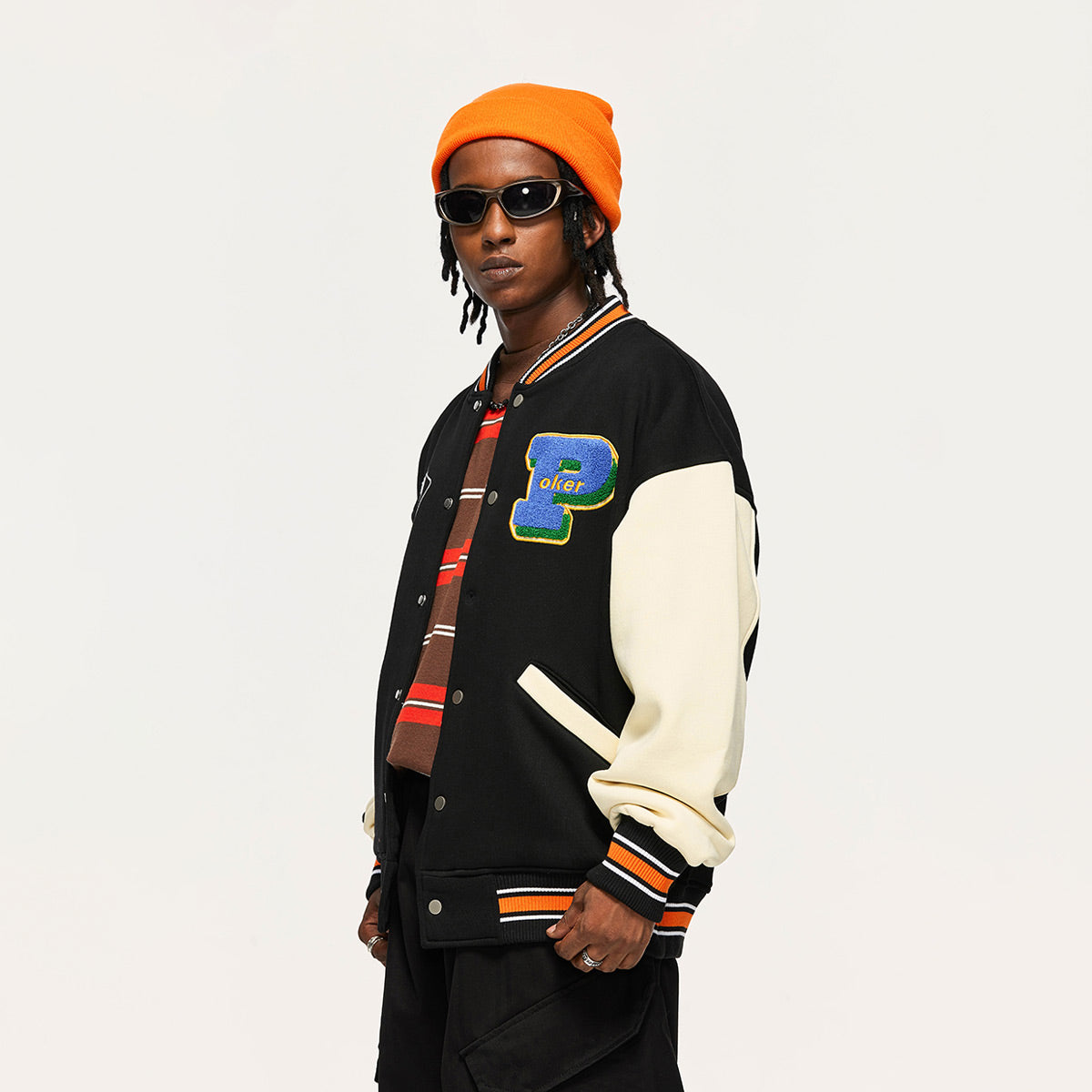 Poker Lucky Varsity Jacket - Vintage Style Baseball Jacket #color_black