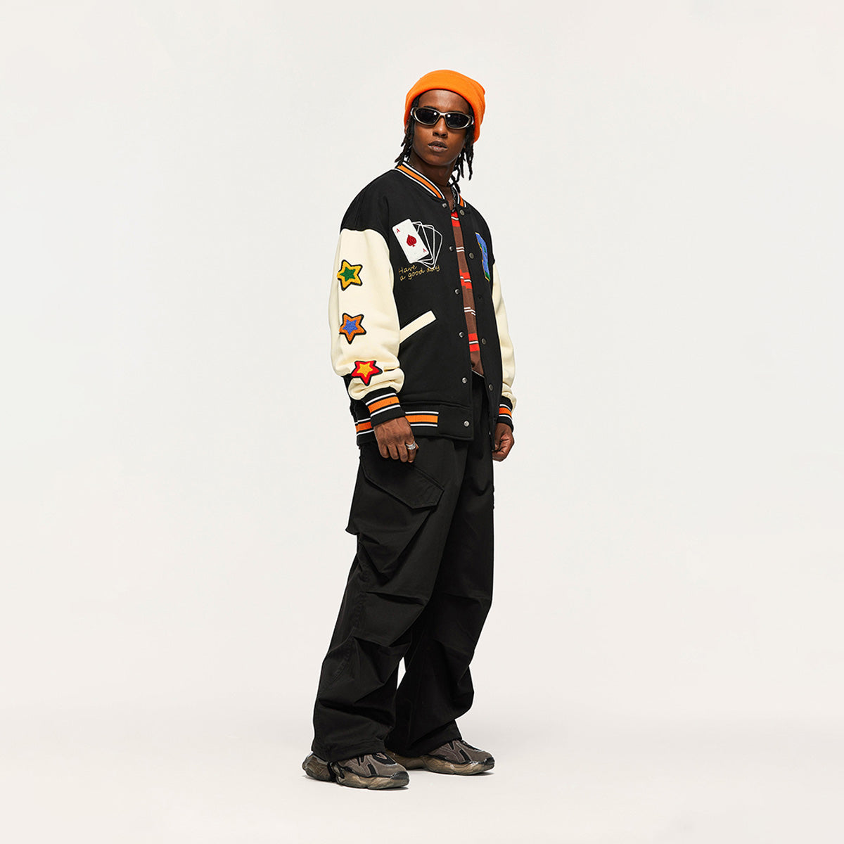 Poker Lucky Varsity Jacket - Vintage Style Baseball Jacket #color_black