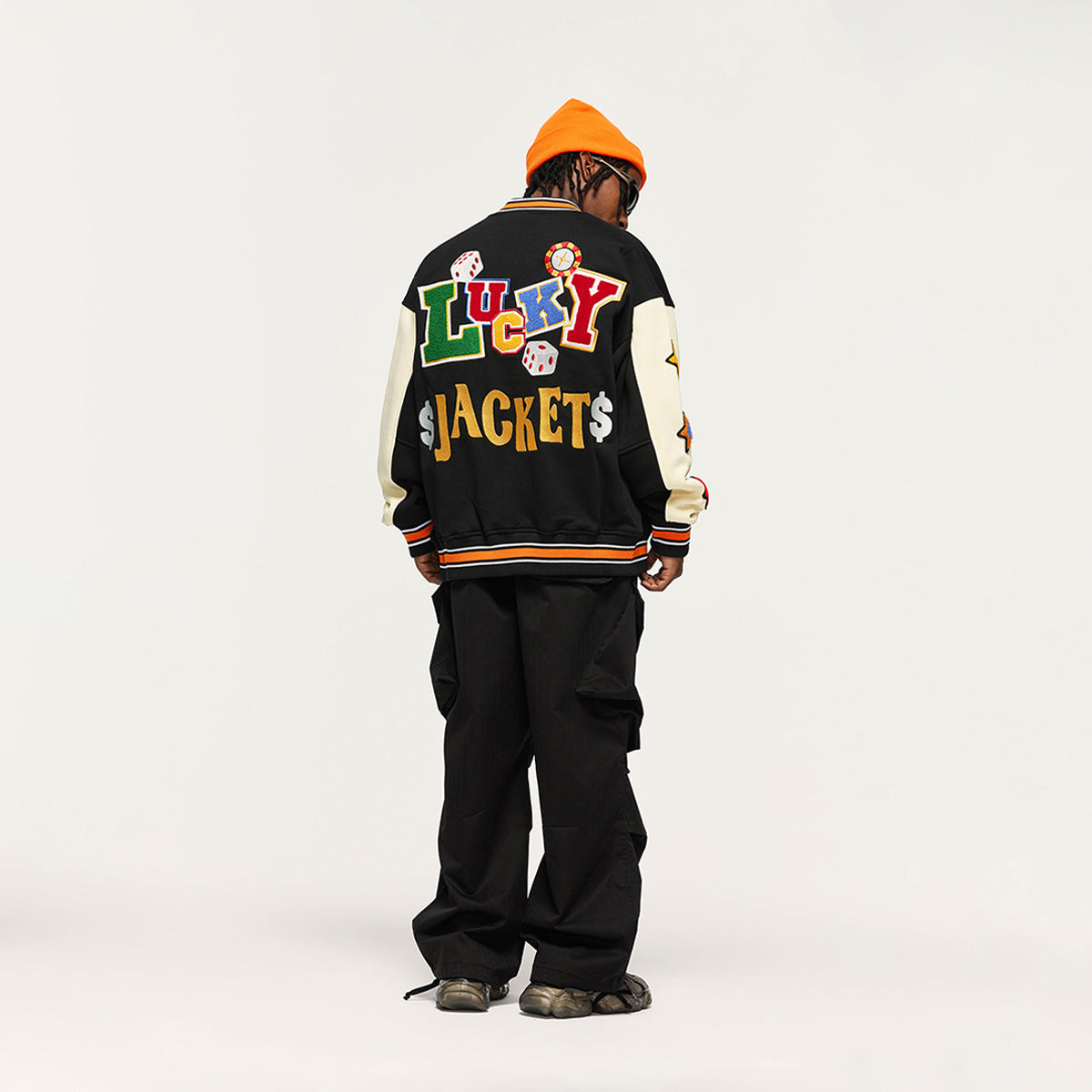 Poker Lucky Varsity Jacket - Vintage Style Baseball Jacket #color_black