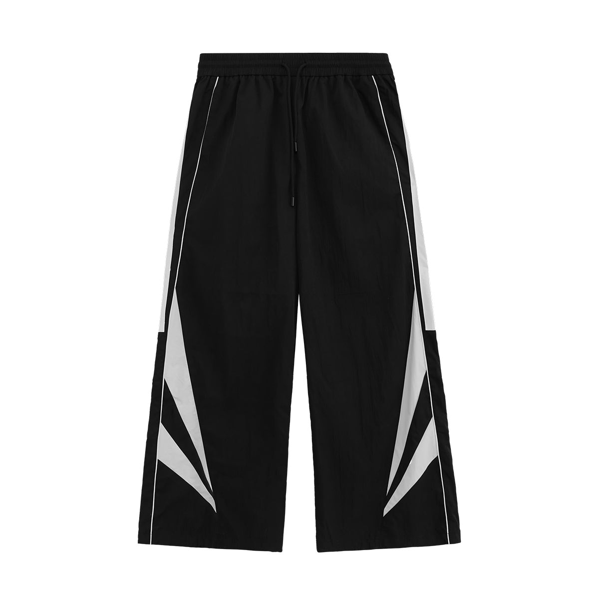 Retro Track Pants in Black - Water-repellent Wide Leg Trousers