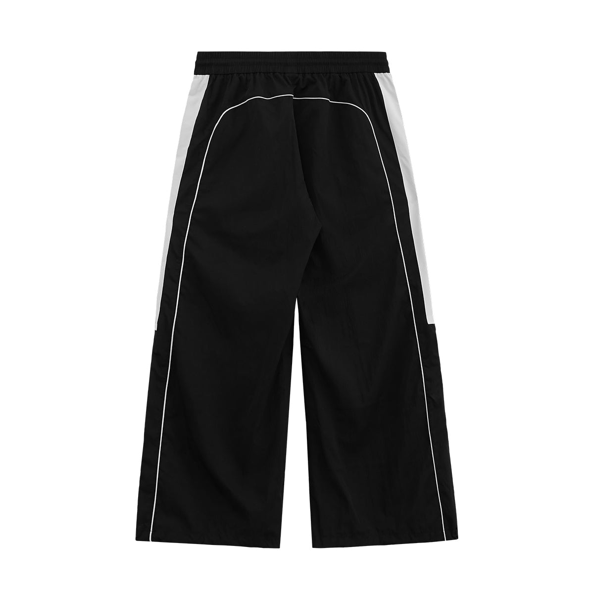 Black retro track pants with wide legs