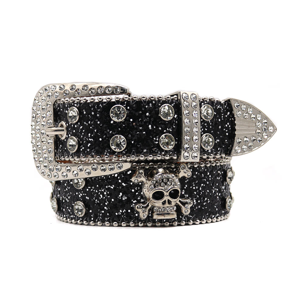 Rhinestone Skull Belt - A Touch of Glamour for Your Waist