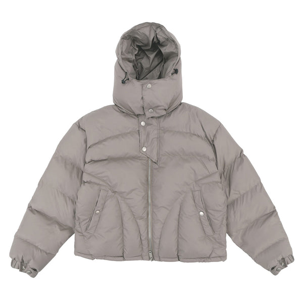Stone Hooded Puffer Jacket for Urban Street Style
