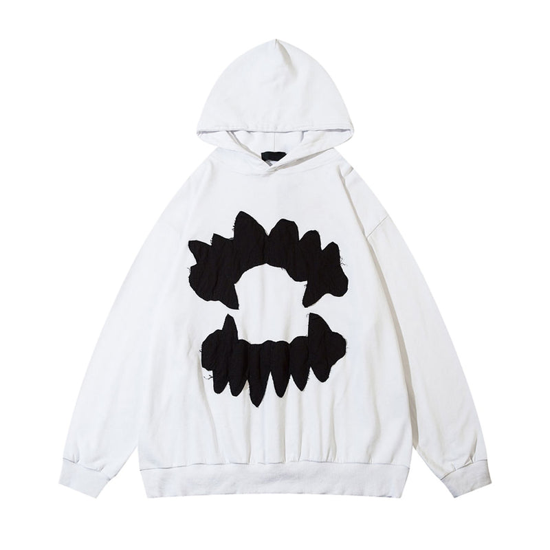 Gothic Chic: Vampire Teeth Hoodie in White for a Bold Statement