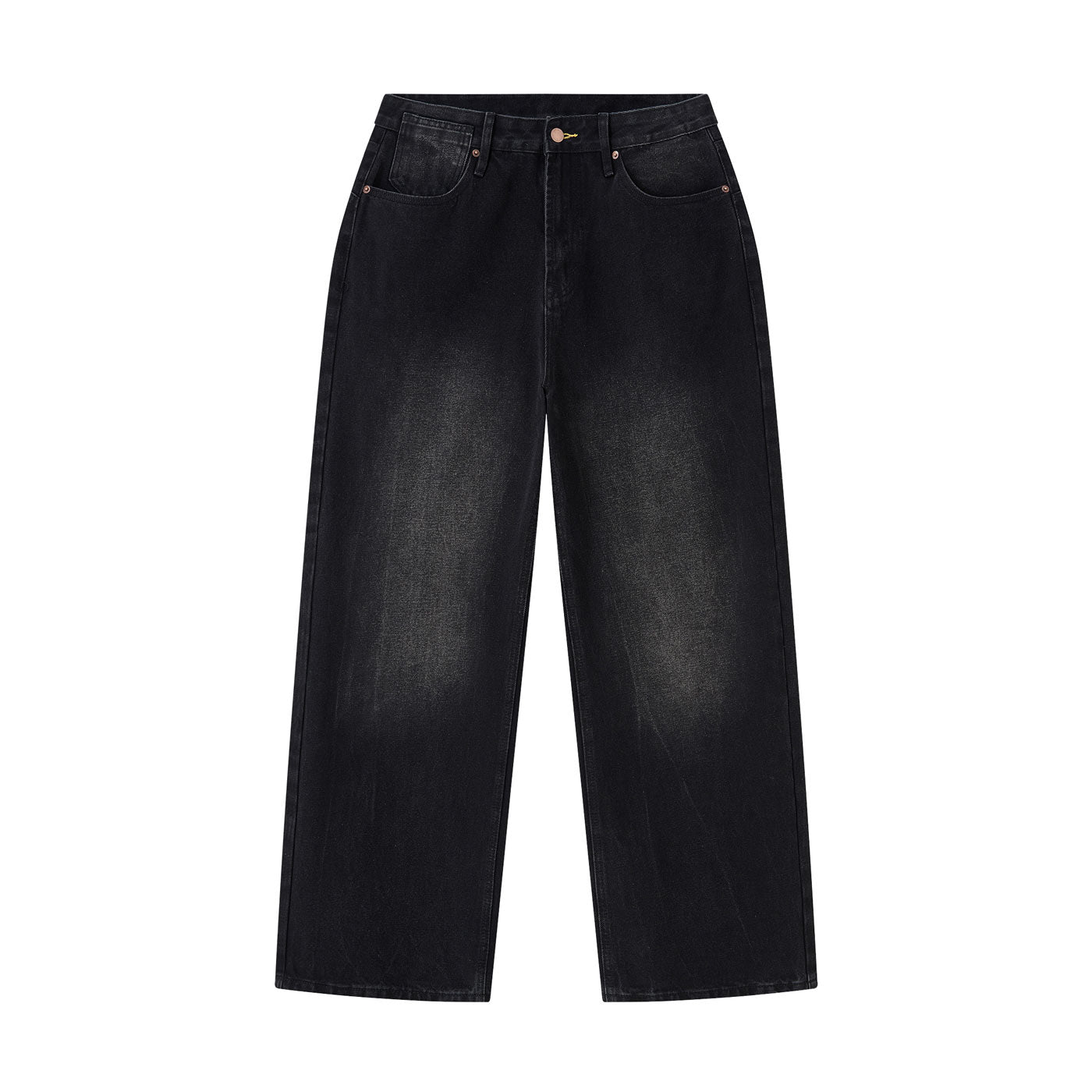 Washed Baggy Wide Leg Jeans in Black