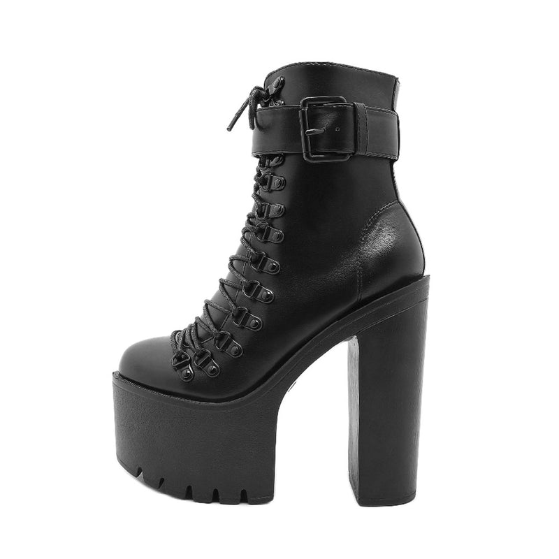 Gothic black platform boots - Fashion-forward high heels for a bold statement