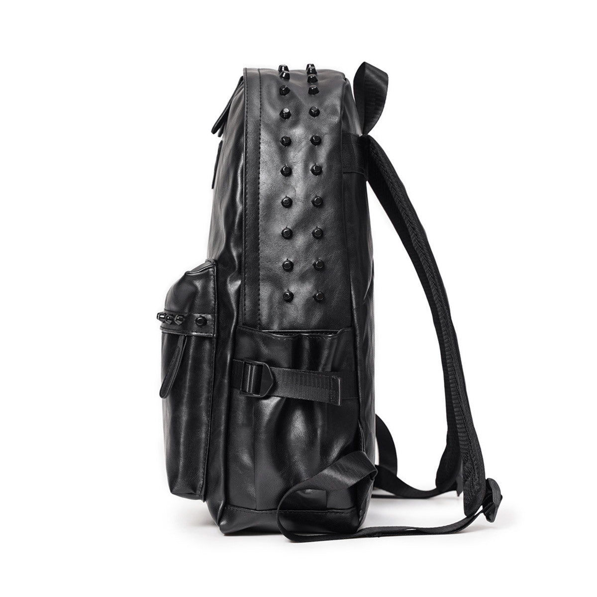 Black Punk Style Laptop Backpack - Waterproof Design