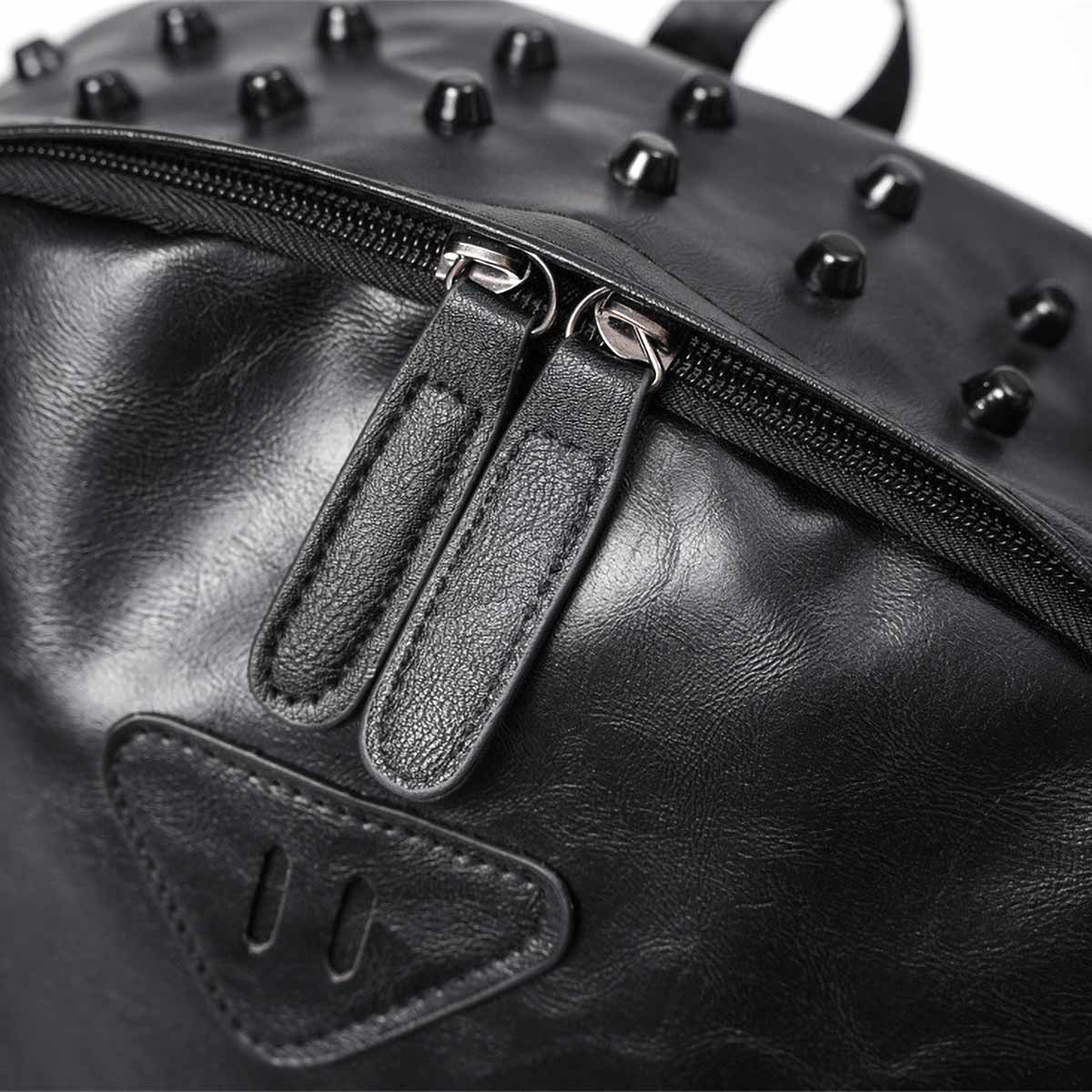 Stylish Black Backpack - Zipper Closure Detail