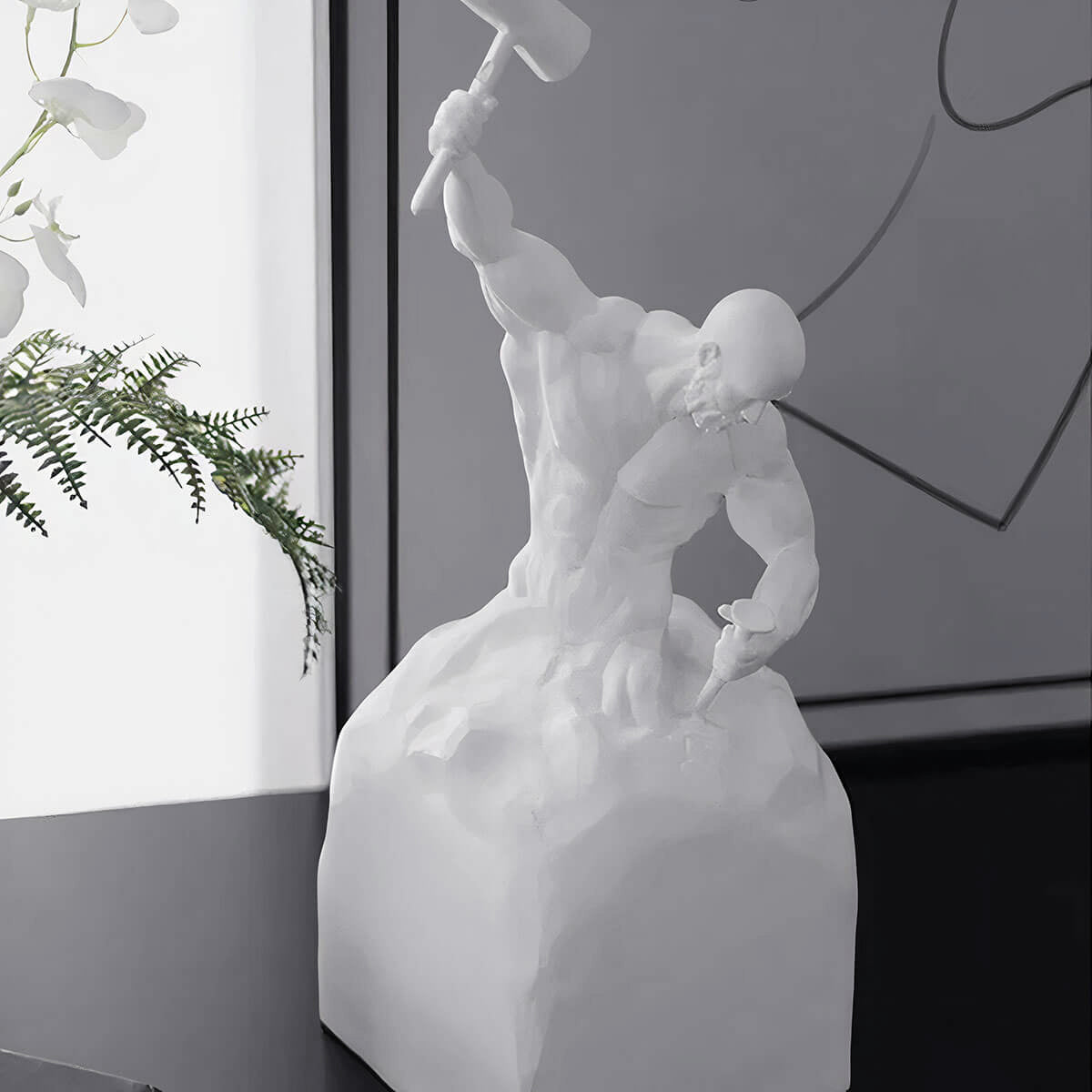 Bodybuilding statue muscle art fitness decor gym gift modern white design