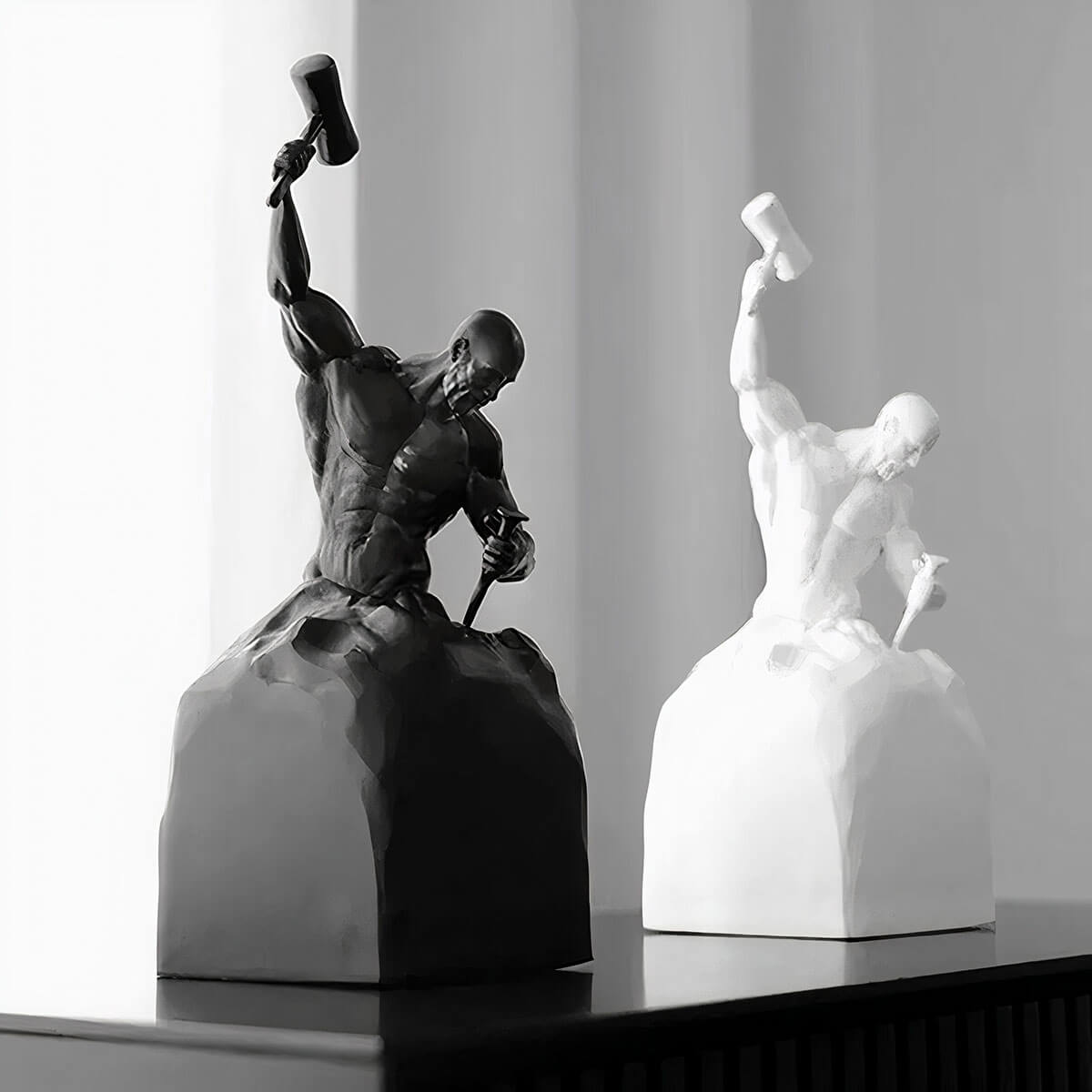 Bodybuilding fitness statue muscle art gym decor motivation black white gift