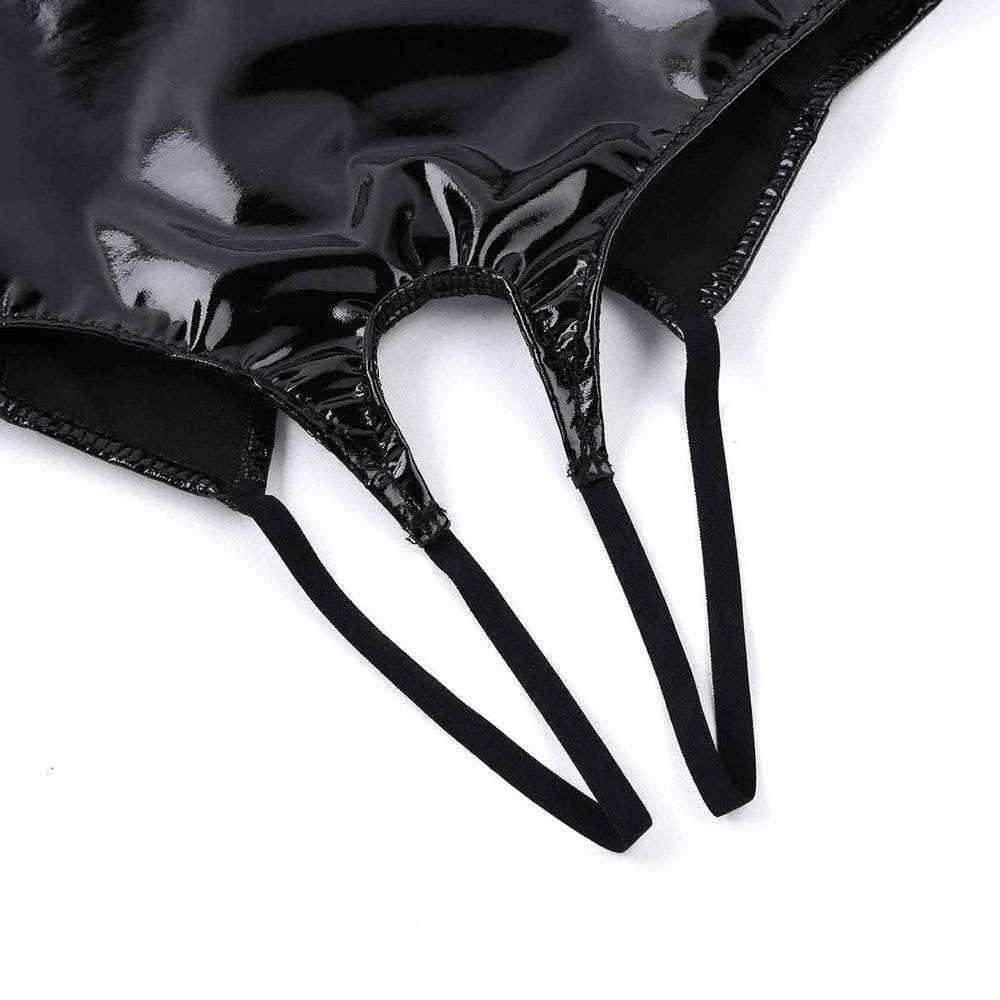 Crotchless Bodysuit in Black Latex - Sensual and Edgy Fashion