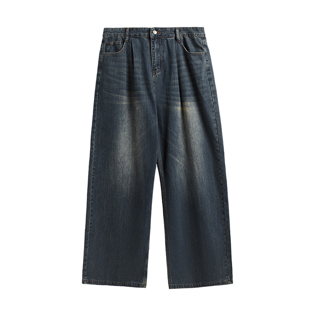 Dark Blue Wide Leg Jeans - Unisex Baggy Denim Pants for a Stylish Look