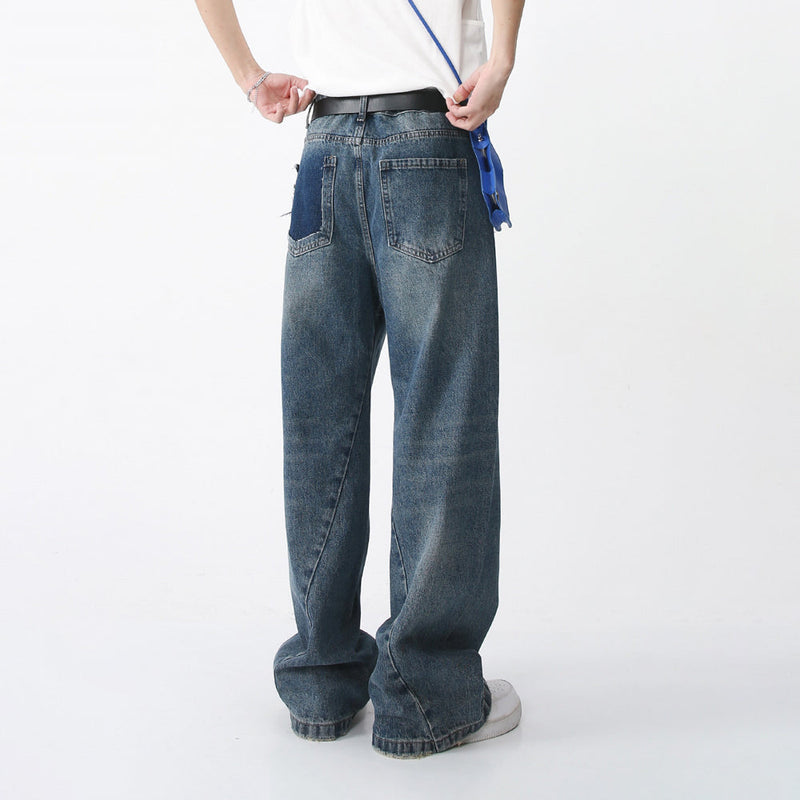 Destroyed Pocket Denim Perfection - Trendsetting Loose Straight Jeans in Vintage Style