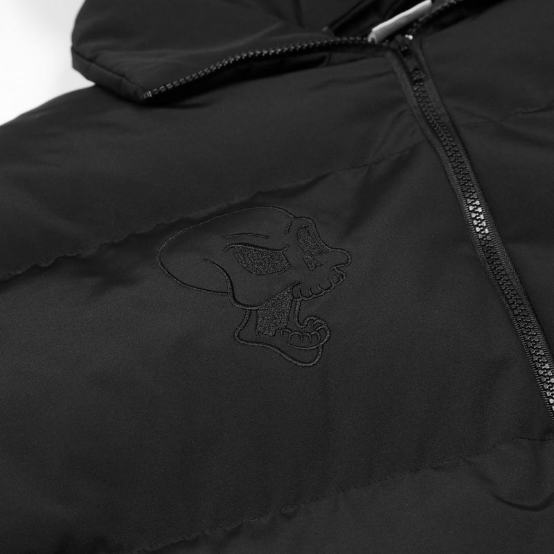 Skull  Embroidery on Black  Puffer Jacket
