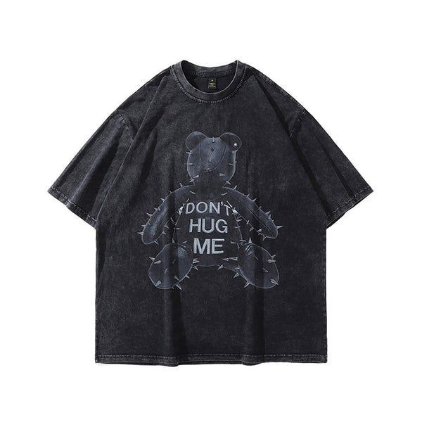 Don’t Hug Me T-Shirt - Oversized Vintage Washed Tee featuring Gothic Dark Teddy Bear