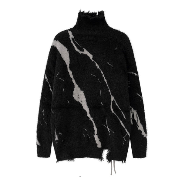 Edgy Long Sweater - Goth Distressed Design for Streetwear Enthusiasts