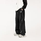 Hip-Hop Inspired Faux Leather Straight Leg Pants in Black