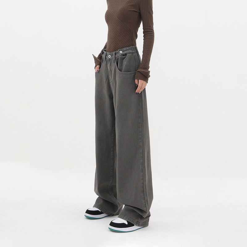 Low Rise Baggy Jeans in Grey Women s Y2K Denim Pants Prisoner.wtf
